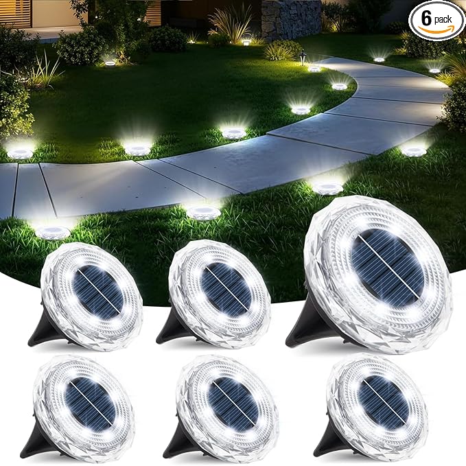 echosari Solar Ground Lights 6 Pack, Upgraded Solar Garden Lights Auto ON/Off by echosari