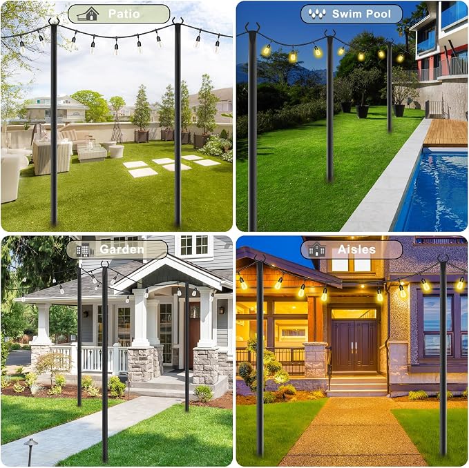 NUERPO 6 Pack String Light Poles, Metal Poles - Image 2