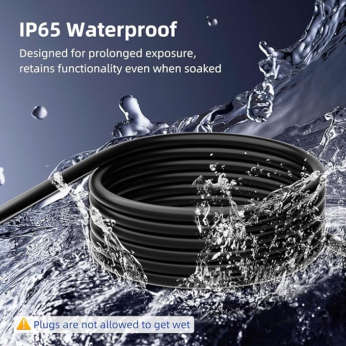 50 FT 3 Outlet Outdoor Extension Cord Waterproof, 16/3 SJTW Black Extension Cord - Image 5