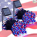 JMEXSUSS 2 Pack Red White and Blue Solar Lights, 200LED 75.5ft Patriot Solar by JMEXSUSS