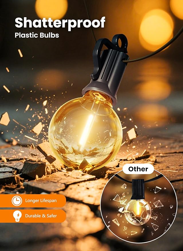 Outdoor String Patio Lights, 150FT 75 LED Patio Lights Waterproof, Connectable - Image 3