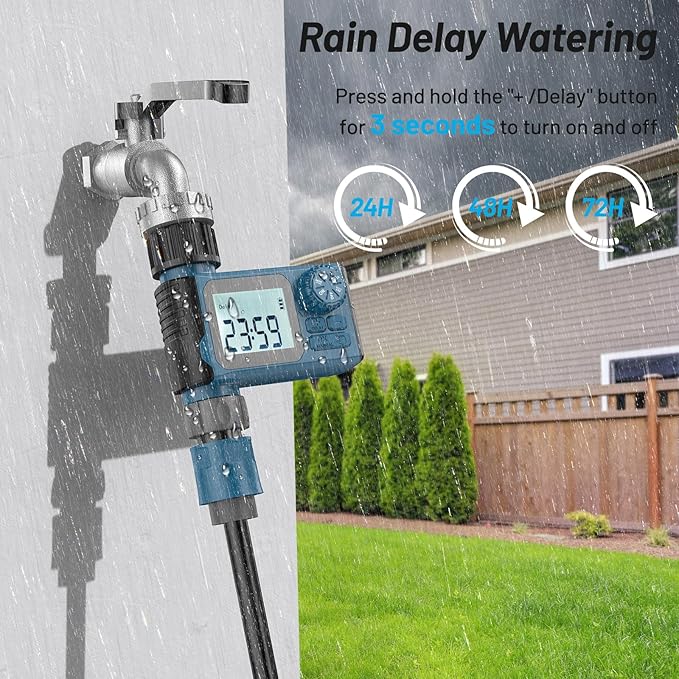 Sprinkler Timer, Hoses Timer for Watering, Outdoor Irrigation Timers, Water Scheduling Device for Tube Programmable with Auto/Manual/Rain-Delay System, Water Hoses Timers for Yard, Lawn, Pool(Blue)