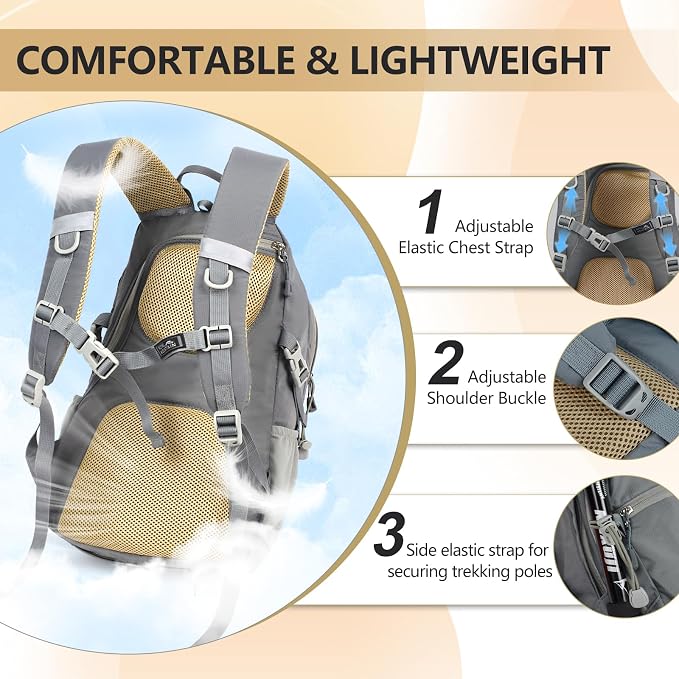 Small Hiking Backpack With Rain-cover, 20L Travel Backpacks - Image 5