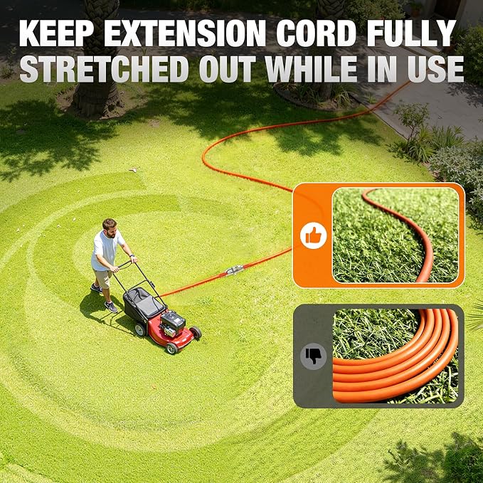 6 FT Outdoor Extension Cord Waterproof, 16/3 Gauge Heavy Duty 3 Prong Power Cord - Image 4