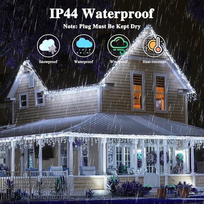 240LED 88Ft Connectable String Lights Indoor Outdoor Clear Wire | Cool White - Image 6