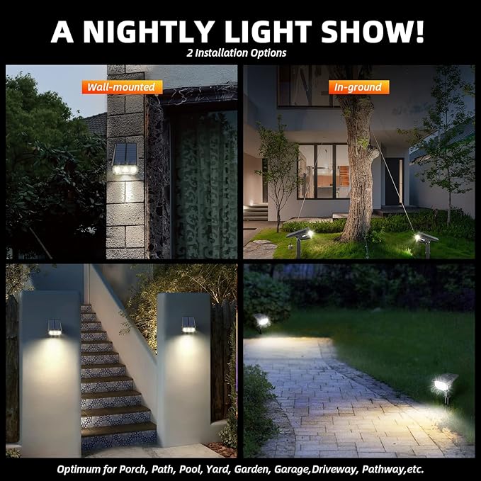 LEREKAM Solar Spot Lights Outdoor, IP65 Waterproof 40 LEDs Landscape Spotlights - Image 3