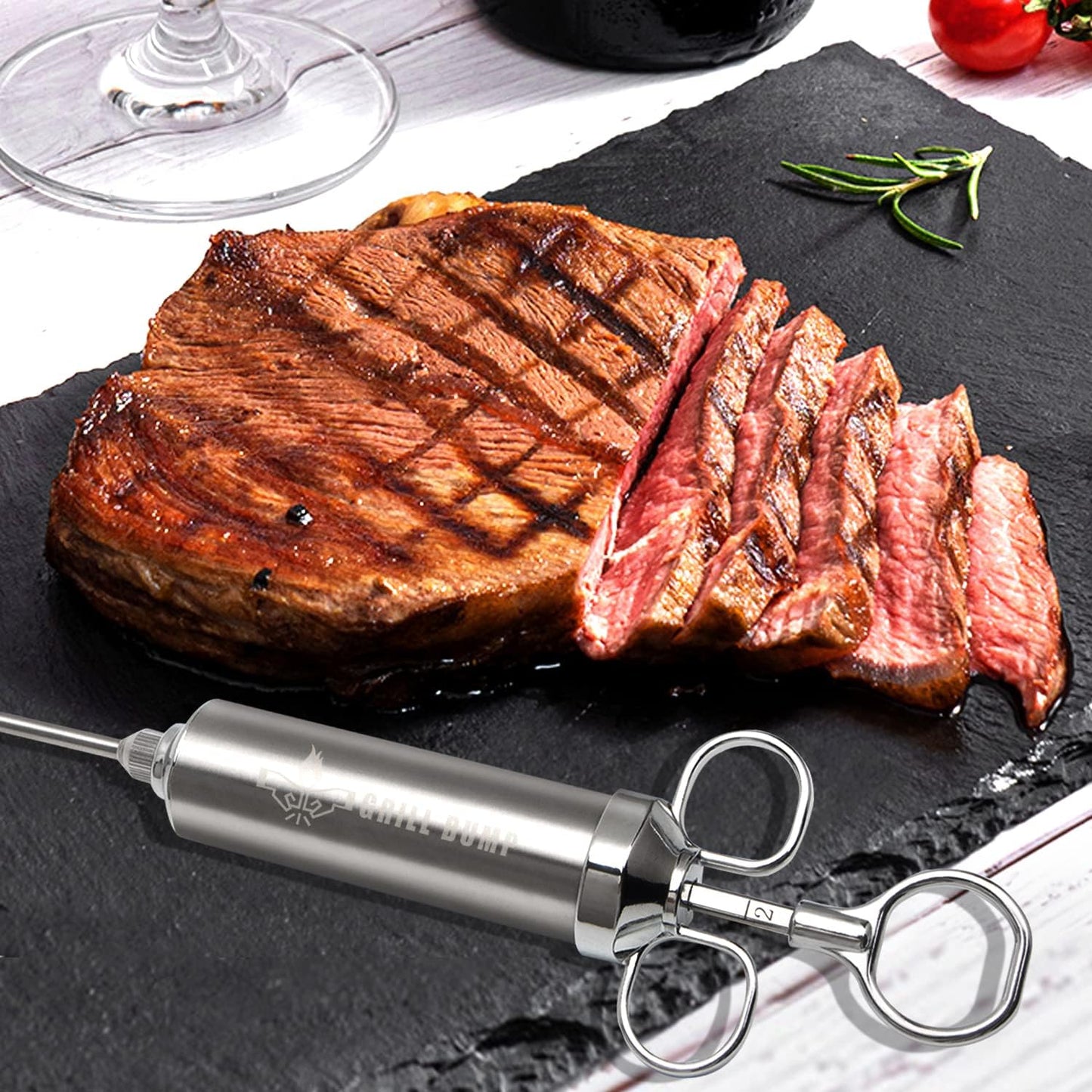 Meat Injector Syringe Kit for Smoker with 3 Flavor Food Injector Syringe Meat Needles, Injection Marinades Brine for Meat, Turkey; 2-oz, Including Paper and E-Book (PDF) User Manual