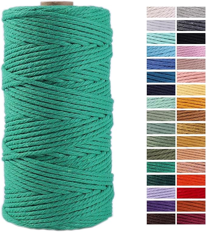 Green Macrame Cord 3mm x 109Yards, Colored Cotton Rope Craft Cord Colorful by AestheticDesignforYou