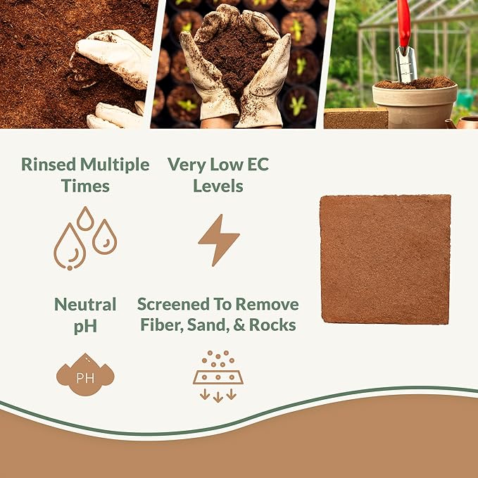 Buffered Coco Bliss (40lbs) - 100% Buffered Coco Coir - Organic Coco Coir for Plants, Garden Soil, & Potting Mixes - Coconut Fiber Substrate Mixes with Potting Soil for Indoor Plants & Outdoor Plants