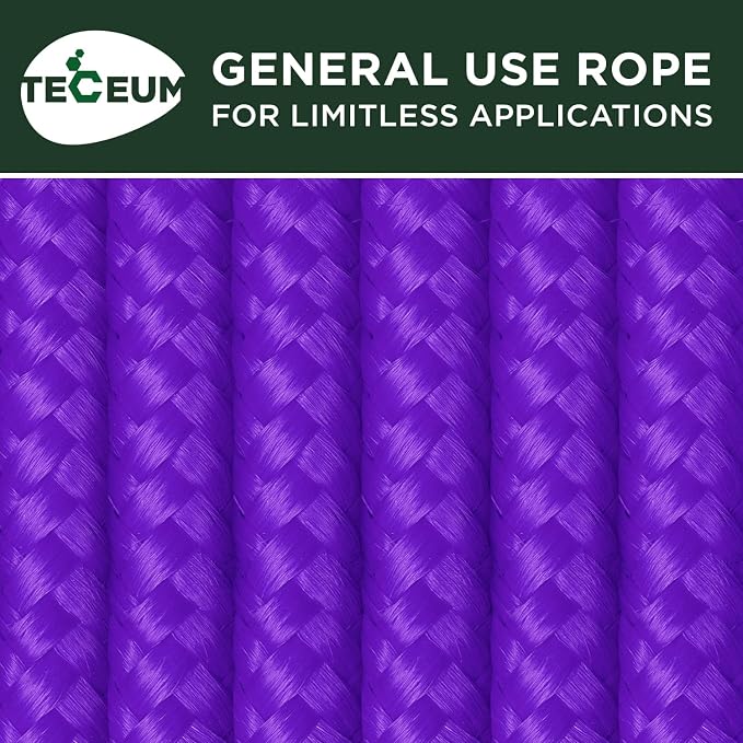 TECEUM Rope – 150 Feet x 1/4 Inch – Purple – Strong All-Purpose Utility Rope – - Image 9