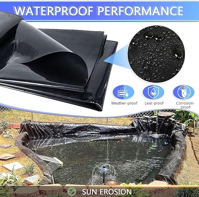 ToLanbbt Pond Liner 14 FT x 14 FT HDPE Pond Liners, 20 Mil UV Resistant - Image 4
