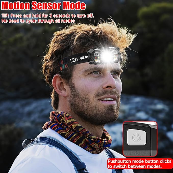 Headlamp Rechargeable 60Pack, 3000 Lumen Ultra-Light Bright Headlamp Flashlight - Image 4