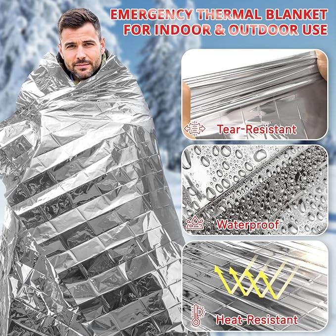 SecuCaptain Survival Emergency Thermal Blankets: 25 Pack Extra Large 84” x63” - Image 5