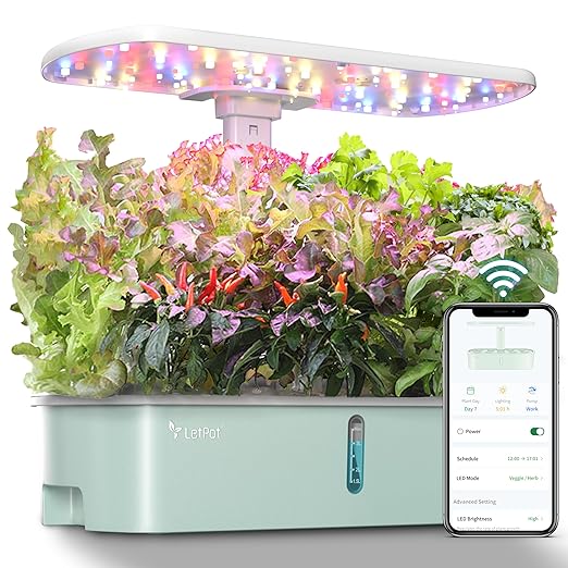 LETPOT LPH-Air Hydroponics Growing System Kits, APP & WiFi Controlled Smart Indoor Garden with 24W Grow Light Full Spectrum, 10 Pods Planter Indoor Gardening for Gifts, Kitchen, Vegetable