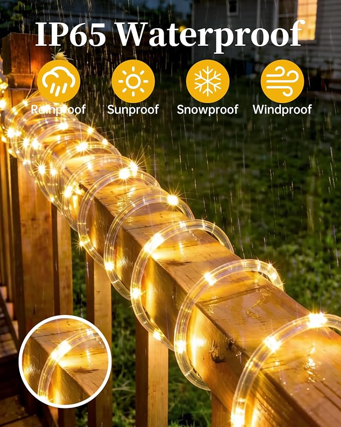 Solar Rope Lights Outdoor, 2 Packs Total 144FT 400LED Solar String Lights - Image 2
