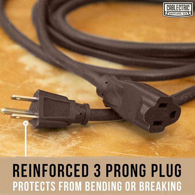 Brown Outdoor Extension Cord 10 ft, Weatherproof Heavy Duty 16 Gauge Extension - Image 6