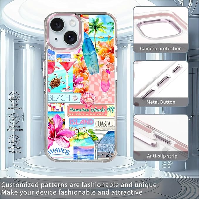 Case for iPhone 15, Coastal Beach Cover Coquette Collage Phone Case Design，for - Image 2