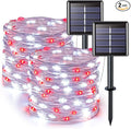 JMEXSUSS 2 Pack Red and White Solar Christmas Lights, Each 33FT 100 LED Solar by JMEXSUSS