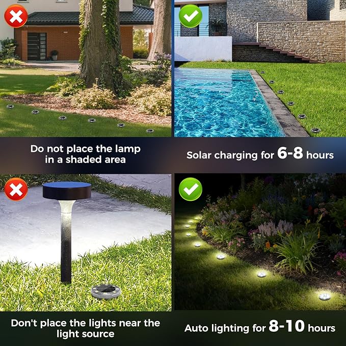 Peasur Mini Solar Ground Lights, 30 Pack Flat Solar Disc Lights Outdoor - Image 9