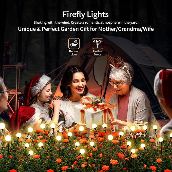 vignuto Solar Lights Outdoor Waterproof 4 Pack of 32 LEDs Garden Patio Firefly - Image 5