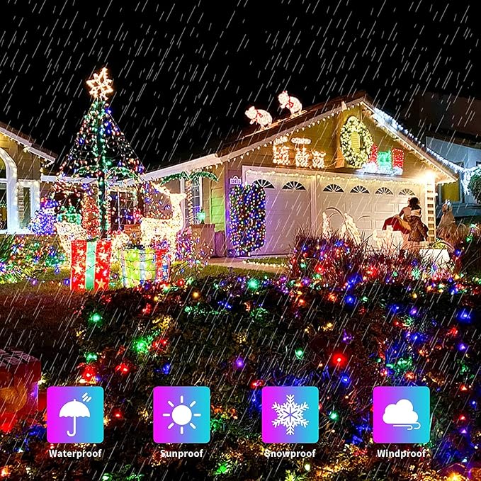 JMEXSUSS 200 LED Multicolor Christmas Lights Outdoor Waterproof, 66ft - Image 3
