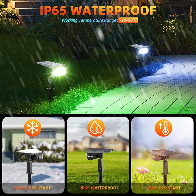 LEREKAM Solar Spotlights Outdoor, 40 LED s Color Changing RGB Waterproof - Image 2