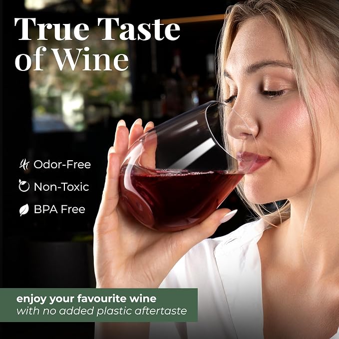 Vivocci Unbreakable Plastic Stemless Wine Glasses 20 oz | 100% Tritan Heavy - Image 3