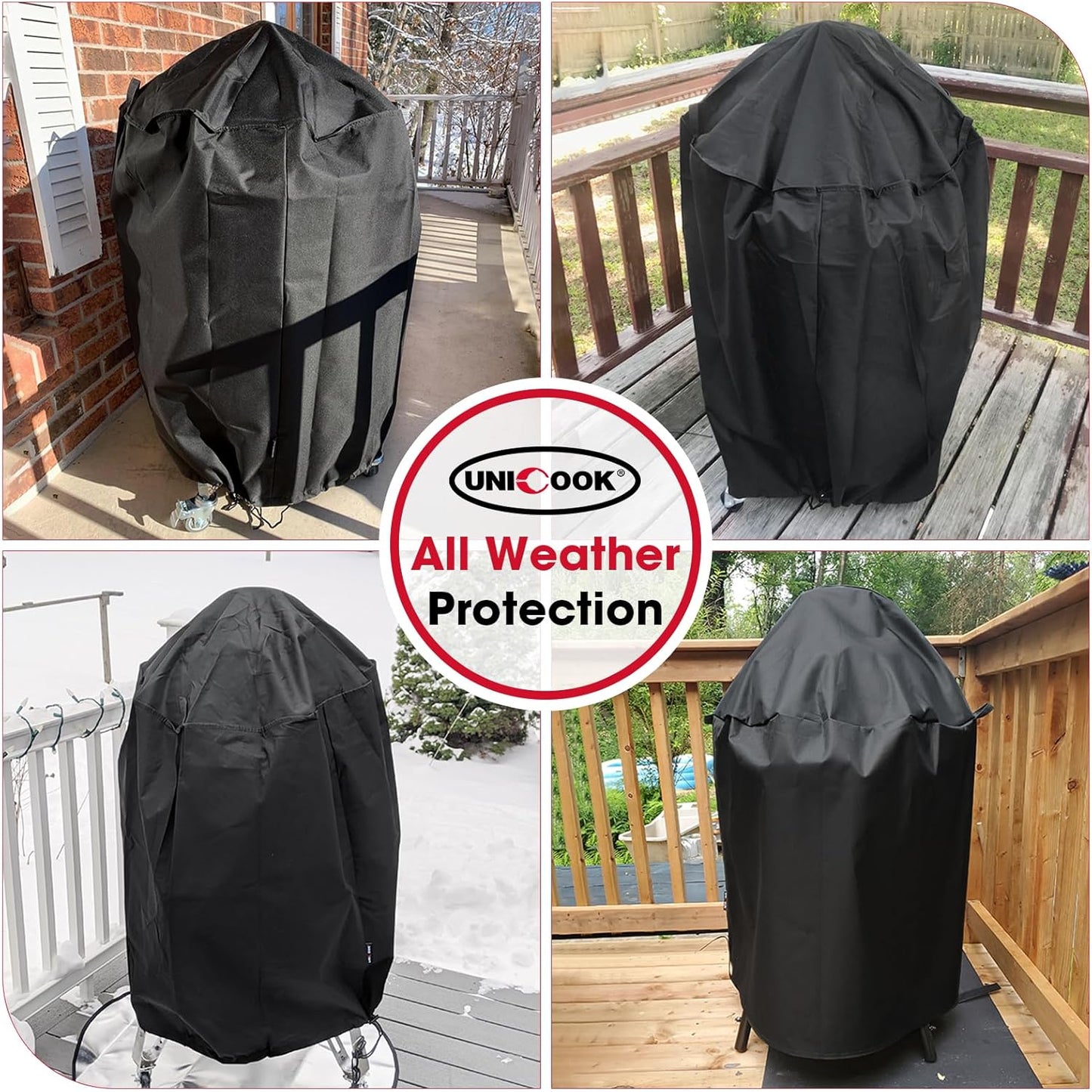 Unicook Round Kettle Grill Cover Compatible with Weber 22 Inch Charcoal Grill, Heavy Duty Waterproof Fade Resistant Small Smoker Cover, All Weather Protection