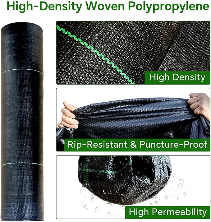 Weed Barrier Landscape Fabric Heavy Duty,3.2 OZ Premium Garden Weed Blocker Fabric for Weed Control, Plastic Ground Cover with Woven Weed Cloth,Durable Landscaping Fabric (1.4ft x 50ft)