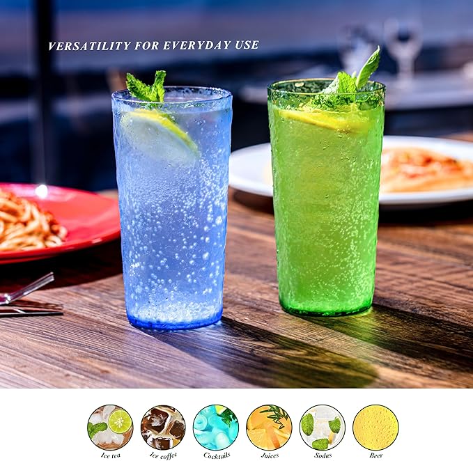 18oz Acrylic Glasses Drinkware, Ice-carved Design Shatter-Proof Plastic Cups - Image 5