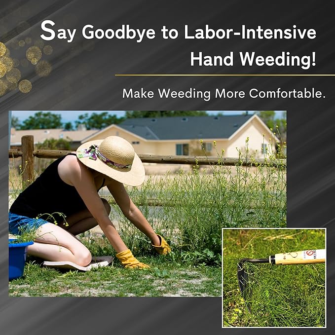 Premium Japanese Weeding Sickle Hand Hoe for Gardening - Ideal for Planting, Plowing, Digging & More - Durable, Ergonomic Design, and Sharp Blade for Effortless Work