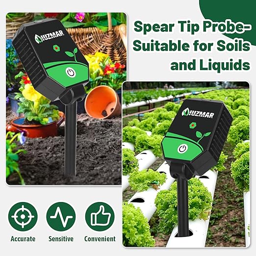 Soil pH Meter Soil Moisture Meter 8 in 1 Fertility Salt Moisture pH EC Light Humidity Temp Accurate Soil pH Test Kit for Garden and Hydroponics