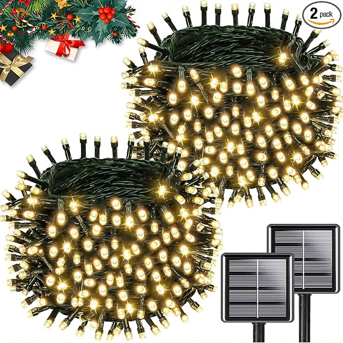 Upgrade 2Pack 200LED Solar String Lights by KAQ