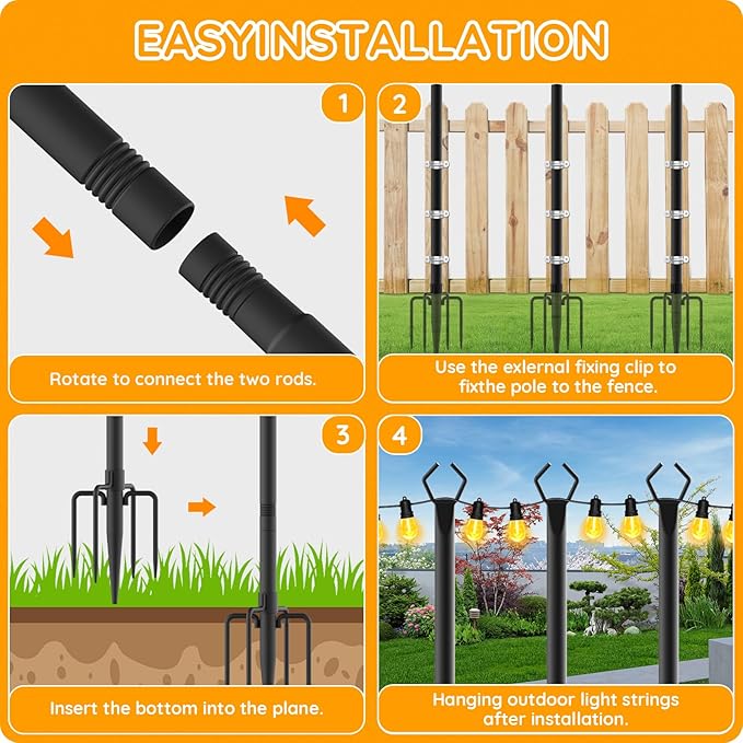 AHRLHR 10 Pack String Light Poles, Poles - Image 7
