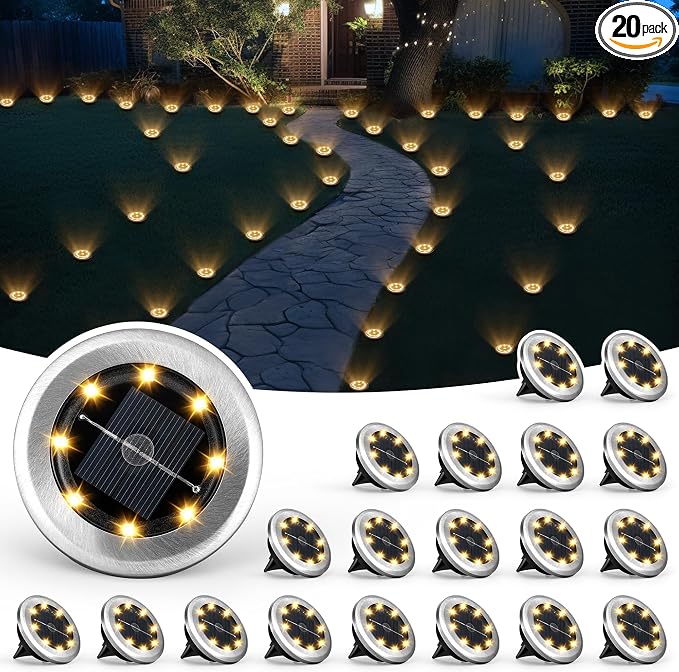 SOLPEX Mini Solar Ground Lights, 20 Pack Solar Lights Outdoor Waterproof by Solpex