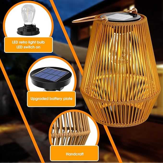 Solar Lanterns Outdoor, KagoLing Solar Hanging Lantern Lights Decorative Christmas Light for Garden Patio Courtyard Lawn, HANDLAN-01