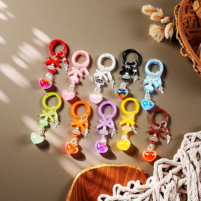 Carabiner Clip 48Pcs Red Metal Key Ring Clip Circle Keychain Rings Bulk Spring - Image 5