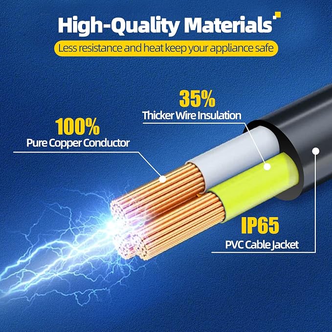 UL Listed Outdoor Extension Cord 3 Prong 25 FT SJTW 16/3 Gauge 13A 125V 1625W - Image 3