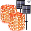 JMEXSUSS 2 Pack Solar Halloween Lights, 33ft 100 LED Orange Halloween Lights by JMEXSUSS
