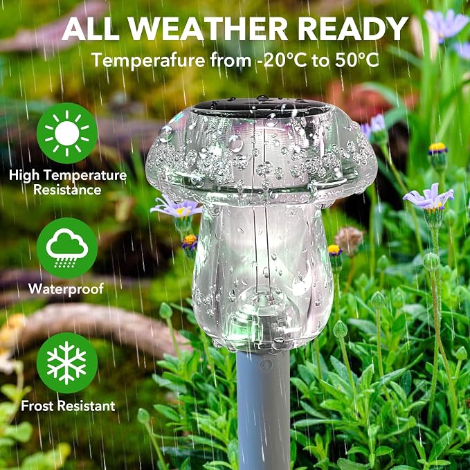 Solar Lights Outdoor, 16 Pack Mushroom Lights Outside Waterproof, Solar Powered - Image 6