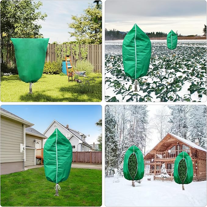 Plant Covers Freeze Protection – 2 Pack 95"x95" Extra Large Frost Blankets for Outdoor Plants, 2.4oz Heavy-Duty Tree Covers with Zipper & Drawstring – Reusable Winter Plant Freeze Cloth