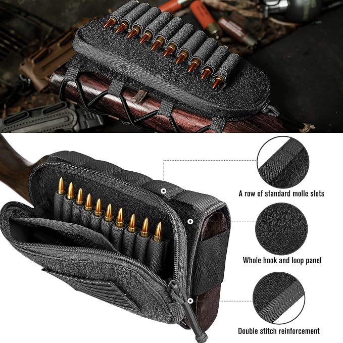 PETAC GEAR Tactical Buttstock Rifle Stock Pack/Adjustable Shell Holder Cheek - Image 4