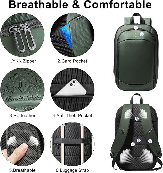 Slim Laptop Backpack for Men, Waterproof Expandable High Tech Business Work - Image 6