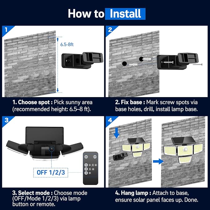 Adewalk 3000LM Solar Outdoor Lights - Image 5