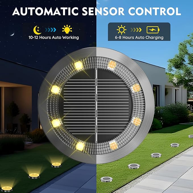 Solar Ground Lights Outdoor, 1 Pack Solar Lights Outdoor Waterproof, Mini Flat - Image 2