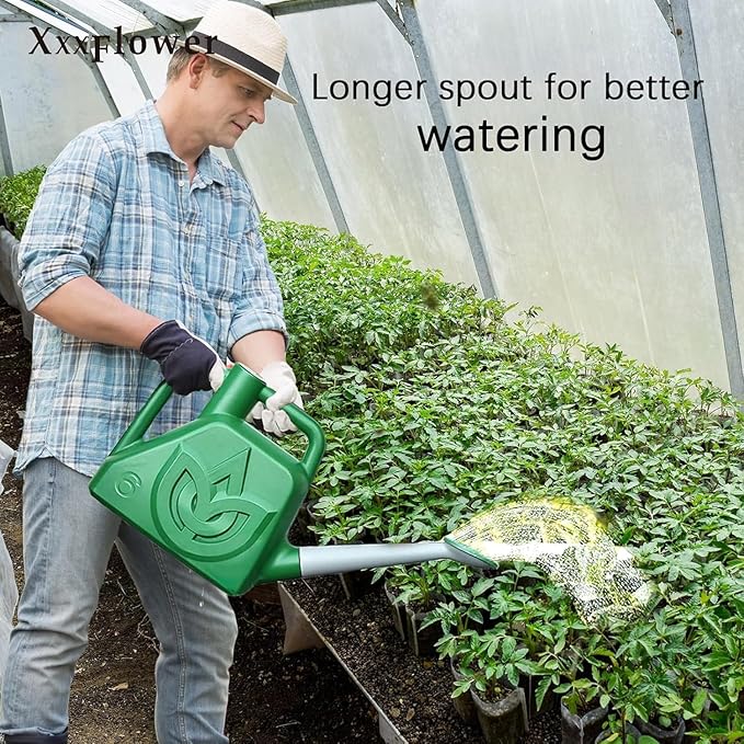 XXXFLOWER 1.5 Gallon Green Watering Can Outdoor Garden Flower Plant, Lightweight 6 L Water Cans with Detachable Nozzle Watering Pot for Office House Garden
