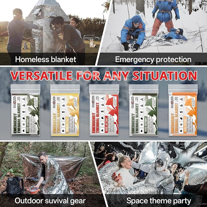 SecuCaptain Survival Emergency Thermal Blankets: 25 Pack Extra Large 84” x63” - Image 6