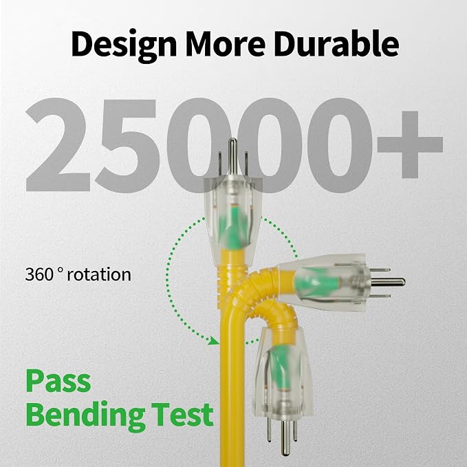 POWGRN 200 Ft 10AWG Outdoor Extension Cord Waterproof Heavy Duty 10 Gauge 3 - Image 3