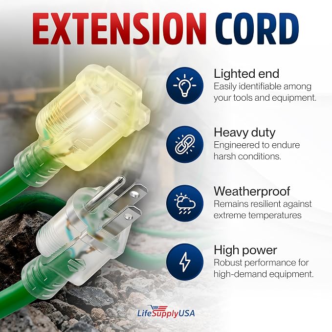 3ft Outdoor/Indoor Extension Cord 10/3 Gauge Ultra Heavy Duty 3 Prong SJTW - Image 2