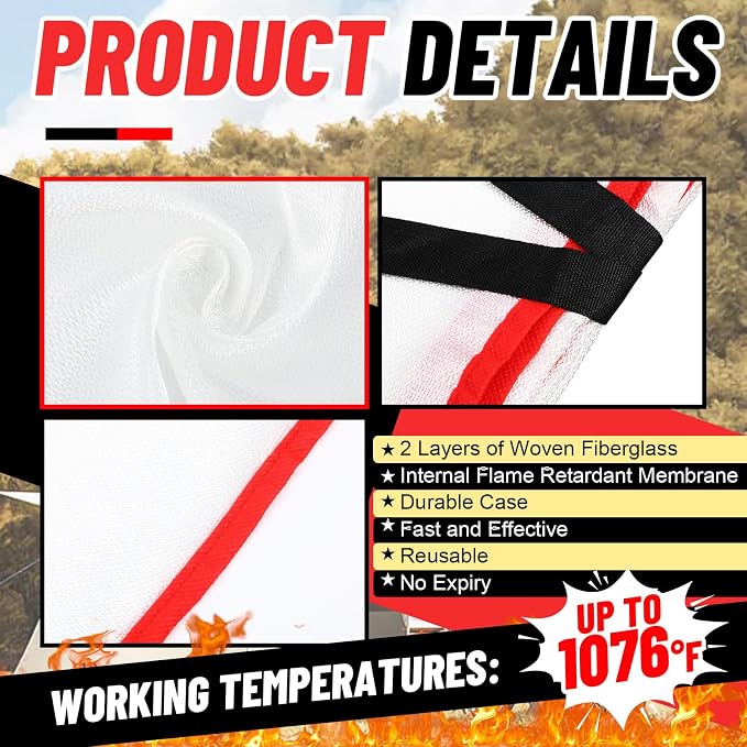 60 Pcs Emergency Fire Blankets for Home and Kitchen 40x40 Inch 20 Fiberglass - Image 3